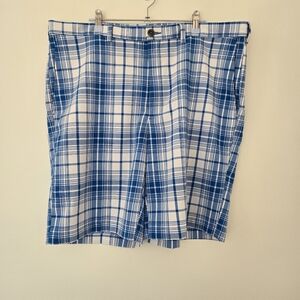 HAGGAR Men's Blue White Check Cozy Golf‎ Shorts 40
